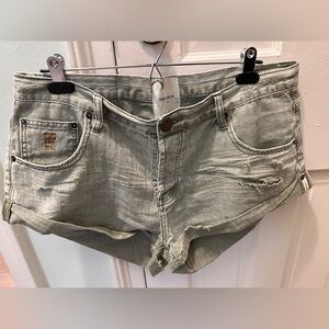 One Teaspoon Olive Green Distressed Women Shorts 31